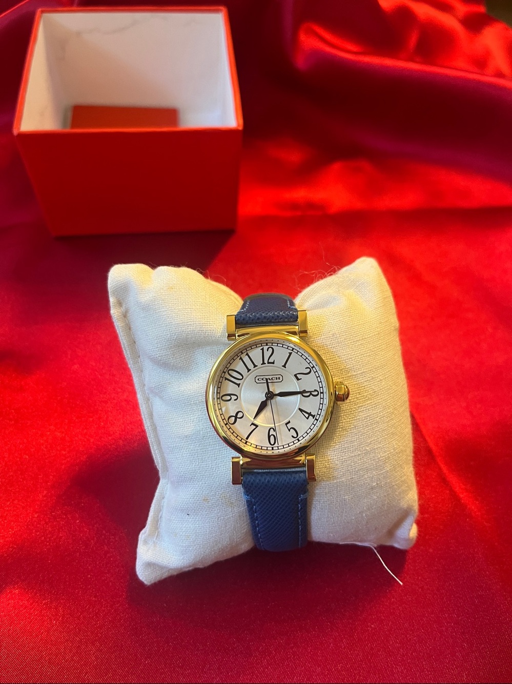 Coach Gold-Tone Case Blue Leather Strap Women’s Watch